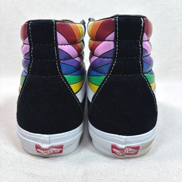 Vans Sk8-Hi Rainbow Prism Black Suede High Top Sneakers Mens 11.5 Womens 13 - Picture 4 of 10